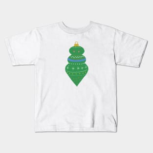 Happy Cute Green Christmas Ornament Illustration Kids T-Shirt